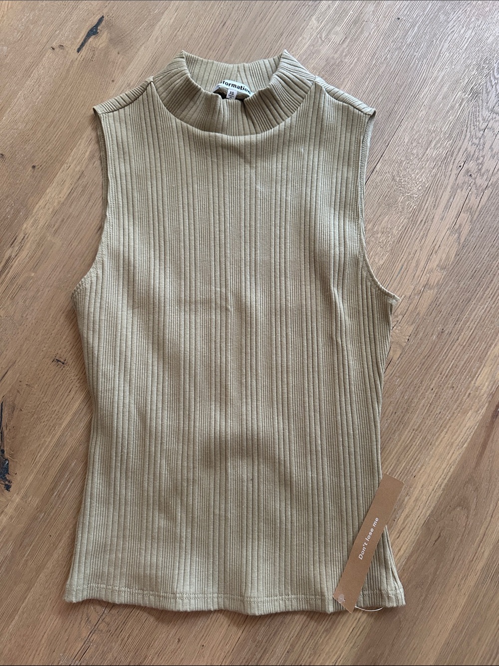 NWT Reformation Ribbed Sleeveless Mock Neck Top in Beige XS